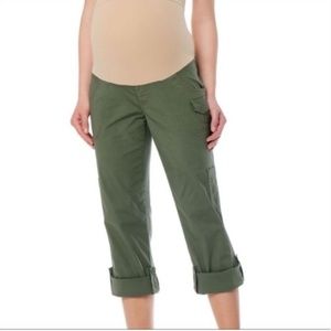Motherhood Maternity Hunter Green Rolled Cropped Banded Cargo Pants M